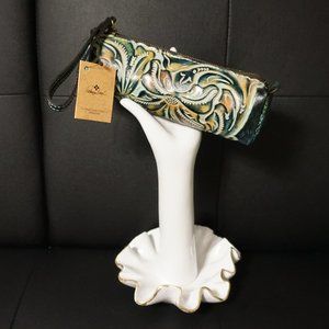 PATRICIA NASH TURQUOISE ISLA PENCIL MAKEUP BAG NEW